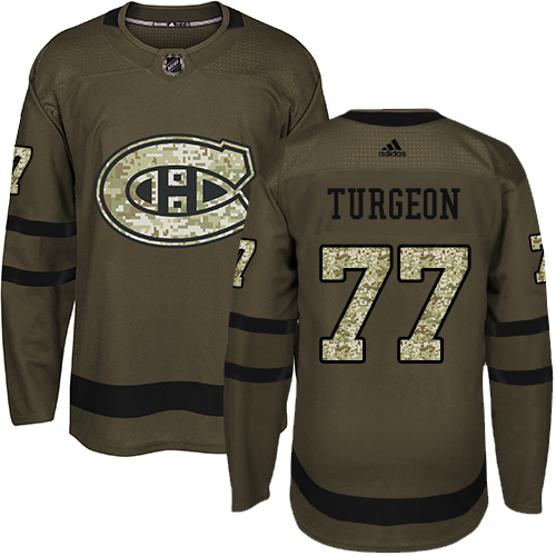 Adidas Canadiens #77 Pierre Turgeon Green Salute to Service Stitched NHL Jersey